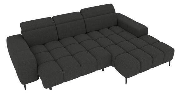 ECKSOFA Anthrazit Flachgewebe Rücken echt, Kopfteilverstellung, Sitztiefenverstellung  - Anthrazit/Schwarz, KONVENTIONELL, Kunststoff/Textil (273/171cm) - Carryhome