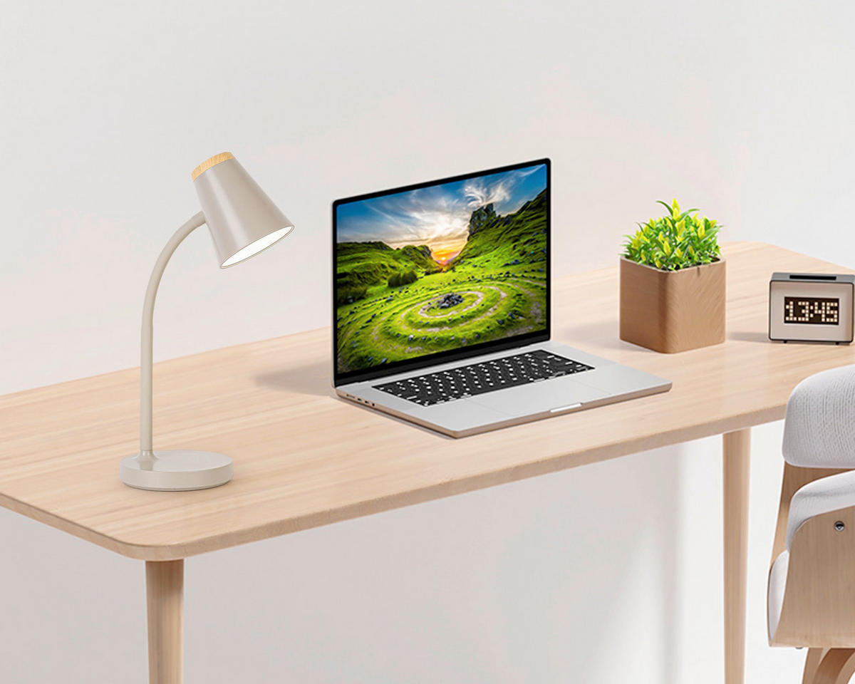 LED SVJETILJKA ZA PISAĆI STOL  - boje hrasta/boje pijeska, Basics, metal/plastika (42/13,2/13,2cm) - Boxxx