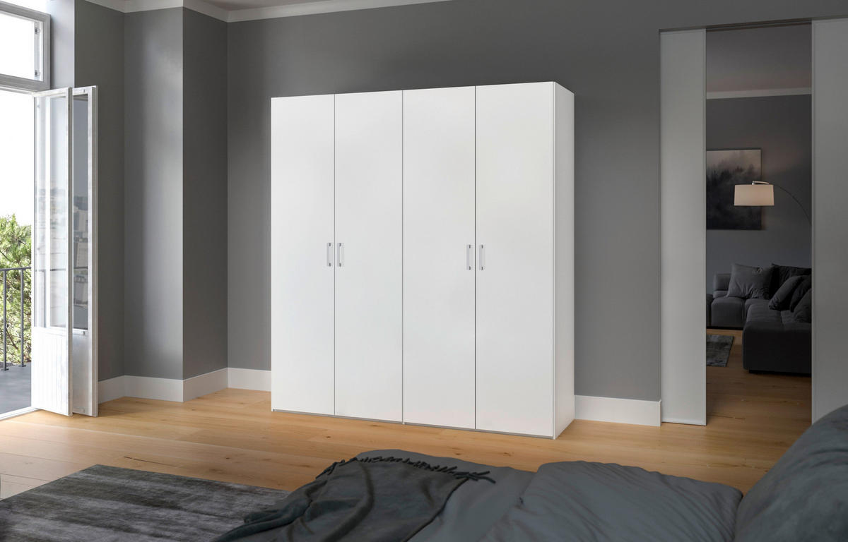 DREHTÜRENSCHRANK  in Weiß  - Chromfarben/Weiß, Design, Holzwerkstoff (203/236/59cm) - Carryhome