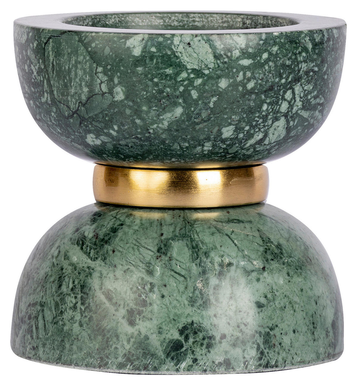 KERZENHALTER - Goldfarben/Grün, Trend, Stein/Metall (12.75/14/14cm) - Kayoom