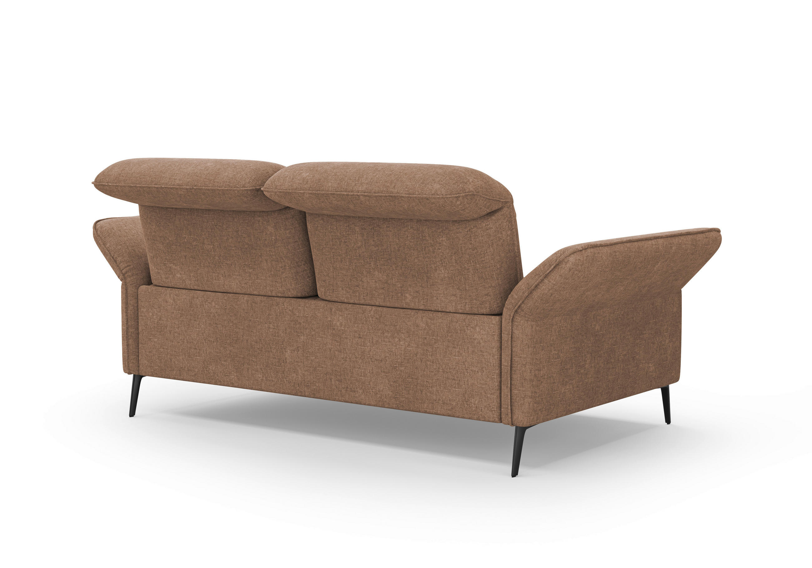 3-SITZER-SOFA in Flachgewebe Hellbraun  - Hellbraun/Schwarz, Konventionell, Textil/Metall (199/92/123cm) - Sit & More