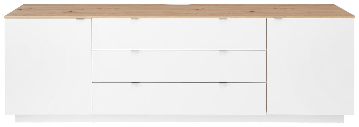 NÍZKA KOMODA, biela, dub artisan, 240/77/44 cm - biela/strieborná, Design, kov/kompozitné drevo (240/77/44cm) - MID.YOU