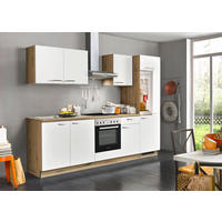 KÜCHENBLOCK 280 cm   in Weiß, Eichefarben  - Edelstahlfarben/Eichefarben, Design, Holzwerkstoff/Metall (280cm) - Welnova