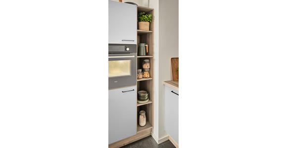 ECKKÜCHE  in Hellgrau, Tannenholzfarben  - Tannenholzfarben/Hellgrau, Design, Holzwerkstoff/Metall (121,6/280/150cm) - Xora