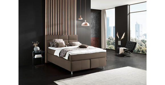 BOXSPRINGBETT 140/200 cm in Braun - Alufarben/Braun, KONVENTIONELL, Textil/Metall (140/200cm) - Dieter Knoll