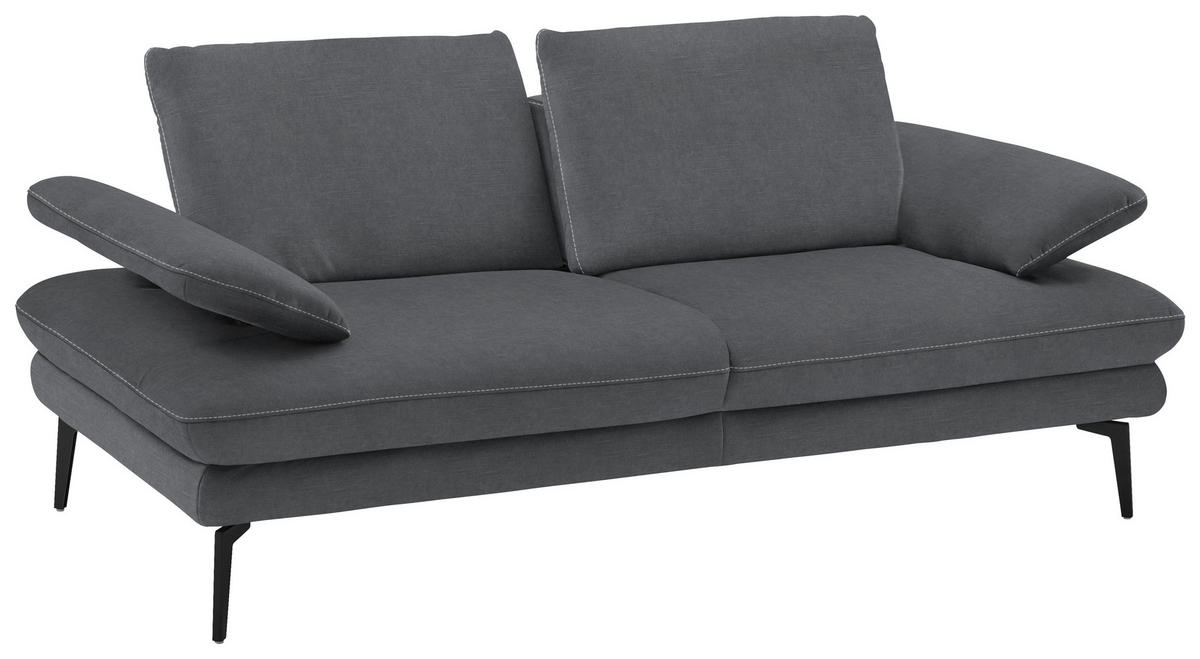 2,5-SITZER in Velours Silberfarben  - Beige/Silberfarben, Design, Textil/Metall (196/89/104cm) - Dieter Knoll