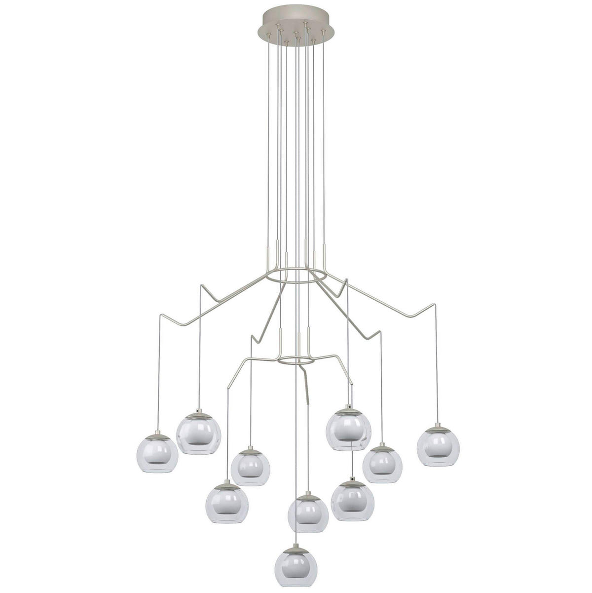 HÄNGELEUCHTE 67/166 cm    - Weiss/Champagner, Design, Glas/Metall (67/166cm) - Eglo