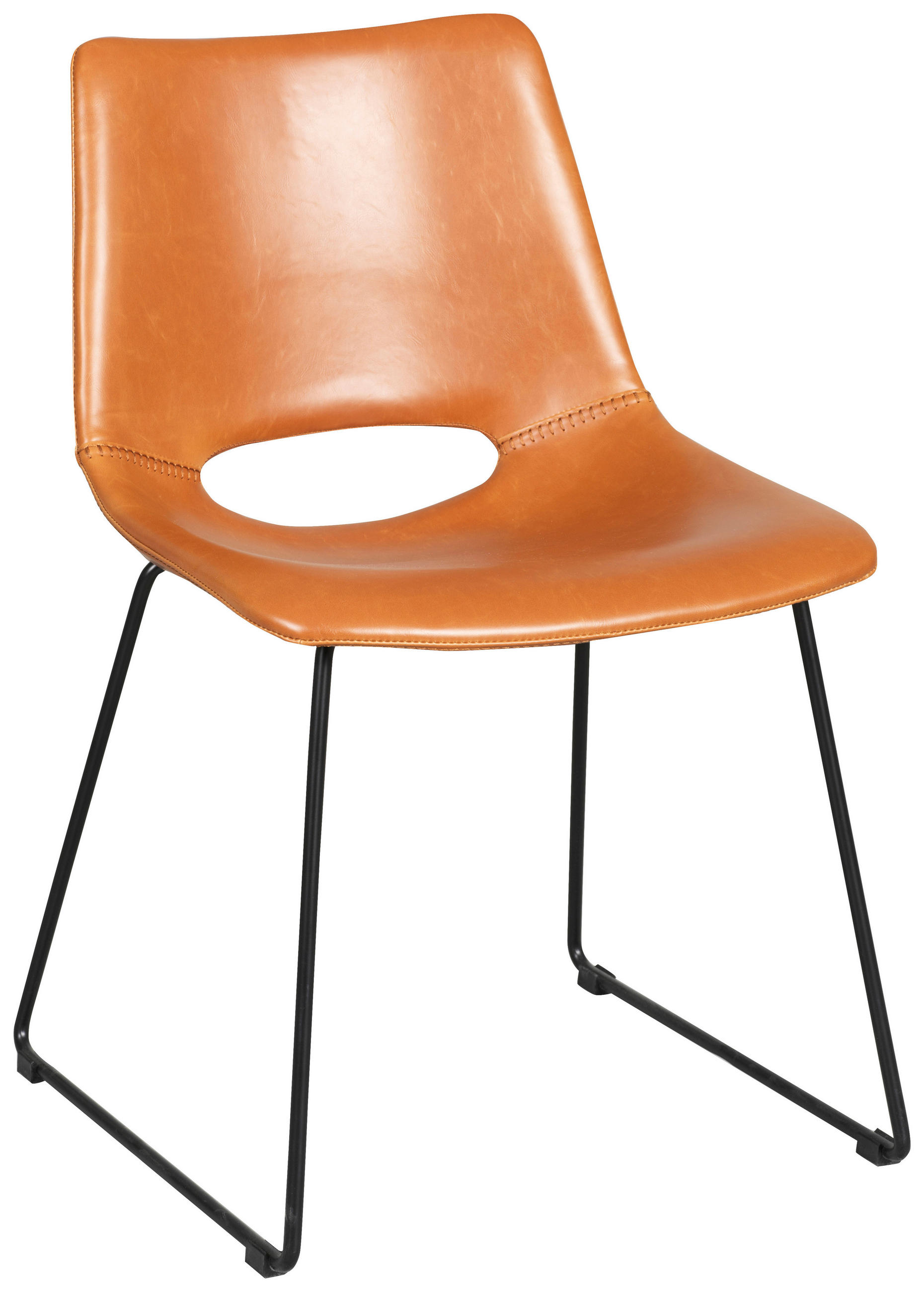 STOL stål läderimitation  - orange/svart, Modern, metall/trä (48/81/55cm) - Rowico
