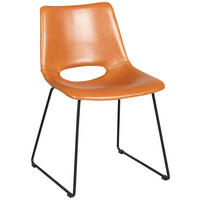 STOL stål läderimitation  - orange/svart, Modern, metall/trä (48/81/55cm) - Rowico