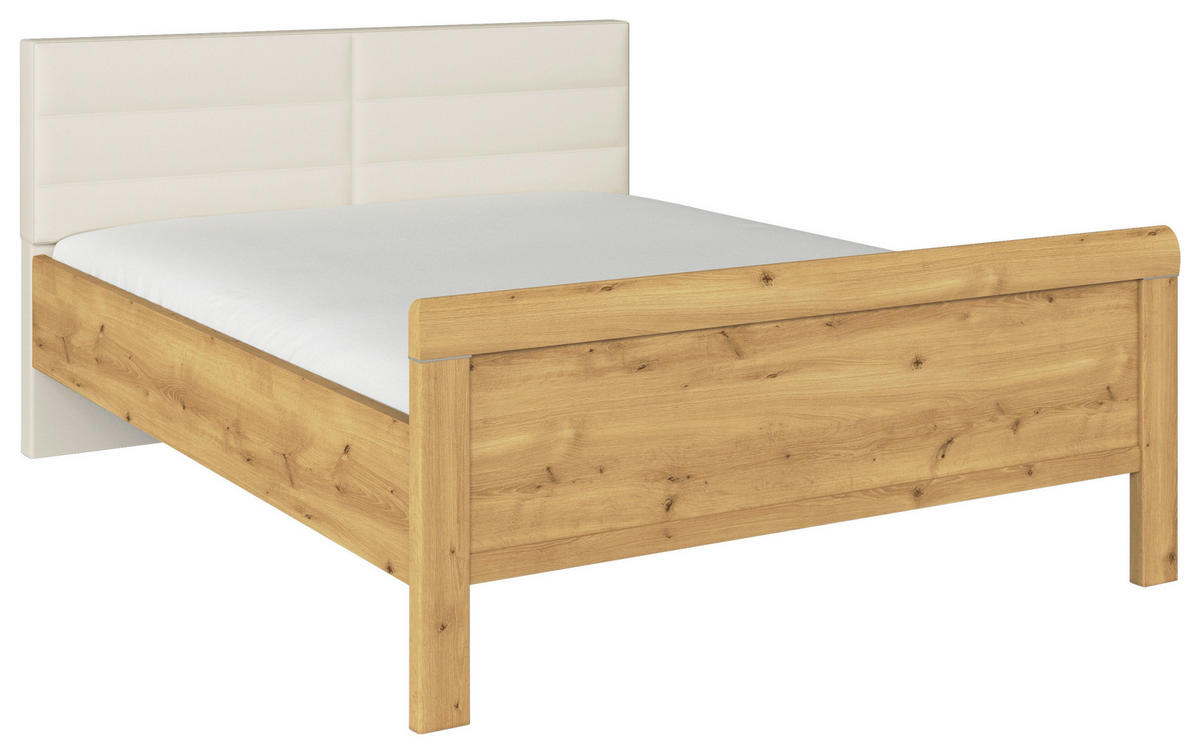 BETT 160/200 cm  in Eichefarben, Champagner  - Champagner/Eichefarben, Design, Holzwerkstoff/Textil (160/200cm) - Novel
