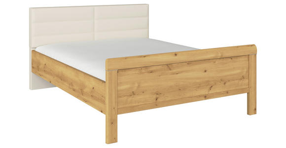 BETT 180/200 cm  in Eichefarben, Champagner  - Champagner/Eichefarben, Design, Holzwerkstoff/Textil (180/200cm) - Novel