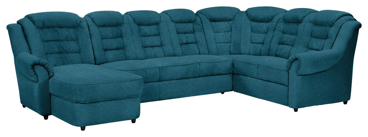 WOHNLANDSCHAFT in Chenille Blau  - Blau/Schwarz, Konventionell, Kunststoff/Textil (165/333/216cm) - Livetastic