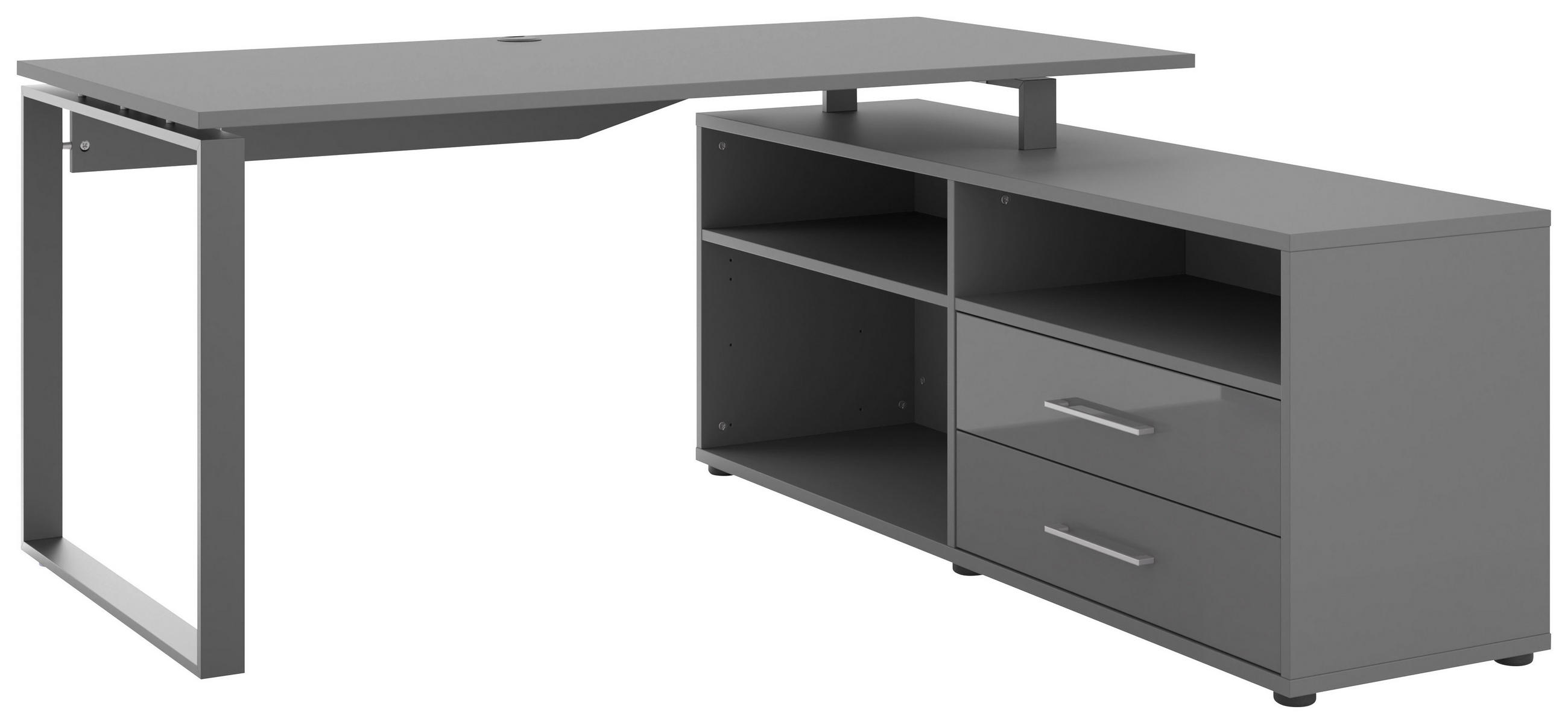 ECKSCHREIBTISCH 160/158/75 cm  in Anthrazit, Dunkelgrau  - Dunkelgrau/Anthrazit, Basics, Holzwerkstoff/Metall (160/158/75cm) - Novel