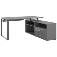 ECKSCHREIBTISCH 160/158/75 cm  in Anthrazit, Dunkelgrau  - Dunkelgrau/Anthrazit, Basics, Holzwerkstoff/Metall (160/158/75cm) - Novel