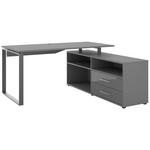 ECKSCHREIBTISCH 160/158/75 cm  in Anthrazit, Dunkelgrau  - Dunkelgrau/Anthrazit, Basics, Holzwerkstoff/Metall (160/158/75cm) - Novel