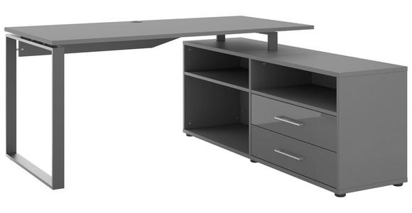 ECKSCHREIBTISCH 160/158/75 cm Anthrazit, Dunkelgrau Kabeldurchlass, Stauraum, seitenverkehrt montierbar  - Dunkelgrau/Anthrazit, Basics, Holzwerkstoff/Metall (160/158/75cm) - Novel
