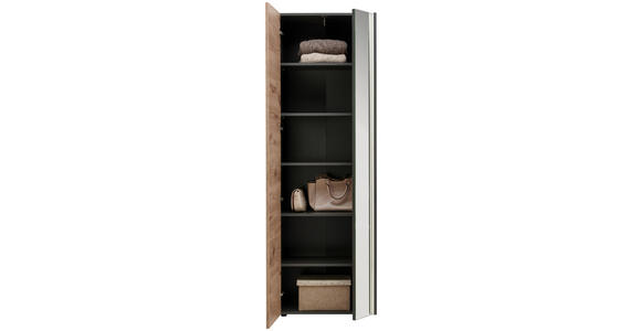GARDEROBENSCHRANK  in 66/192/37 cm  - Eichefarben/Schwarz, Design, Holzwerkstoff/Kunststoff (66/192/37cm) - Hom`in