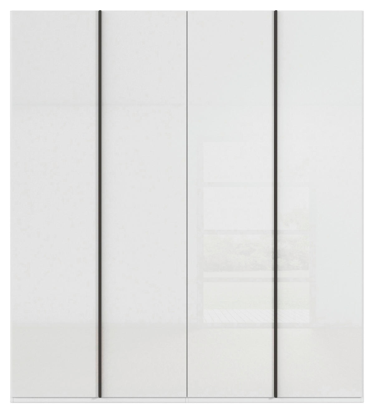 DREHTÜRENSCHRANK 201/223/61 cm,  in Weiß, 4-türig  - Graphitfarben/Weiß, Basics, Glas/Holzwerkstoff (201/223/61cm) - Novel