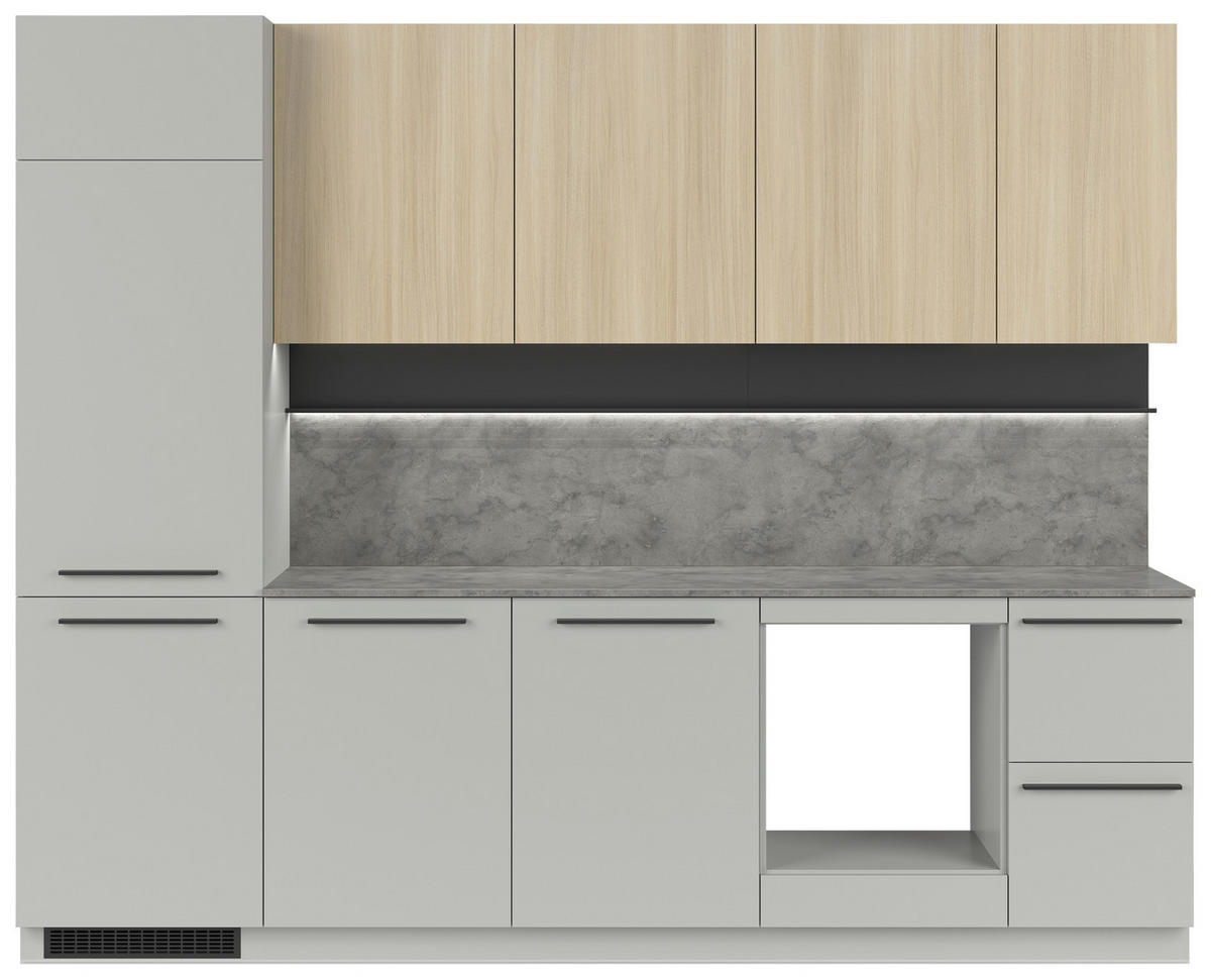 BLOK KUHINJA BEZ APARATA  siva, boja hrasta  - siva/boja hrasta, Osnovno, pločasti materijal/plastika (285cm) - Visiona