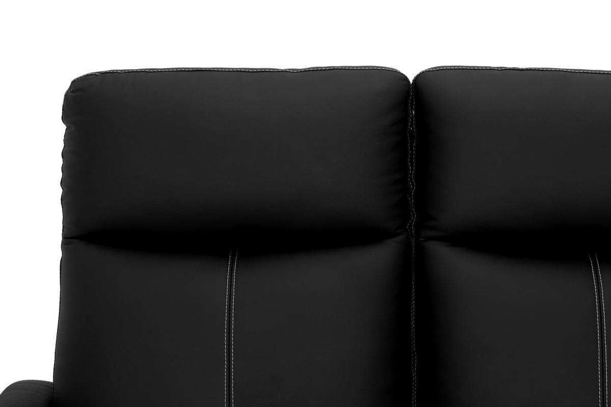 SITZGARNITUR Schwarz Echtleder Lederlook  - Schwarz/Weiß, Design, Leder/Kunststoff - MID.YOU