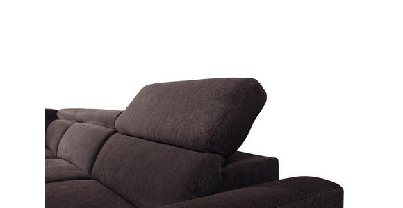 ECKSOFA Dunkelbraun Velours Bettkasten, Schlaffunktion, Rücken echt, Kopfteilverstellung, Liegefläche im Originalstoff  - Dunkelbraun/Schwarz, KONVENTIONELL, Textil/Metall (217/255cm) - Carryhome