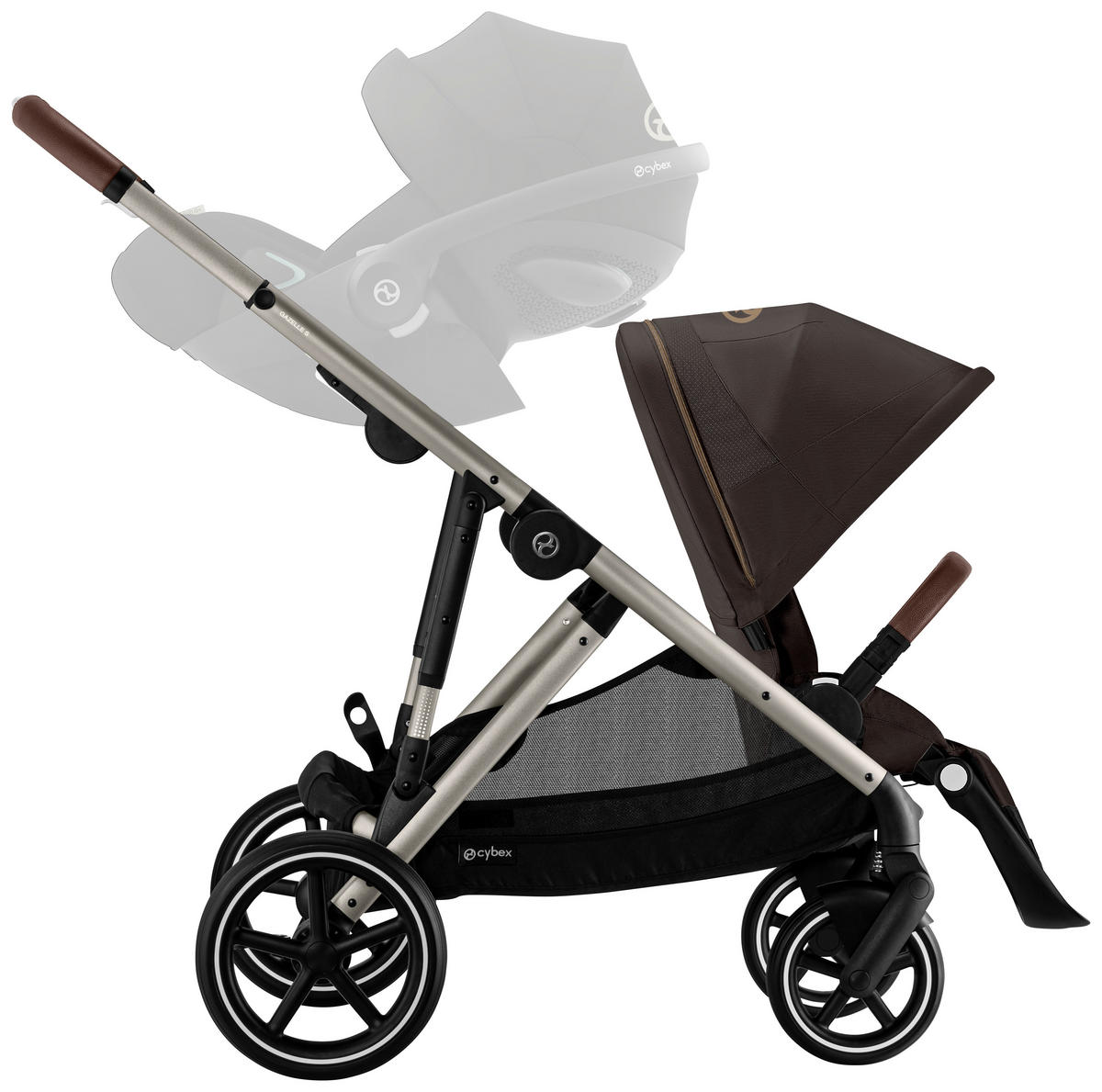 KINDERWAGEN Gazelle S  - Taupe/Dunkelbraun, Basics, Metall (107,5/66/110cm) - cybex GOLD
