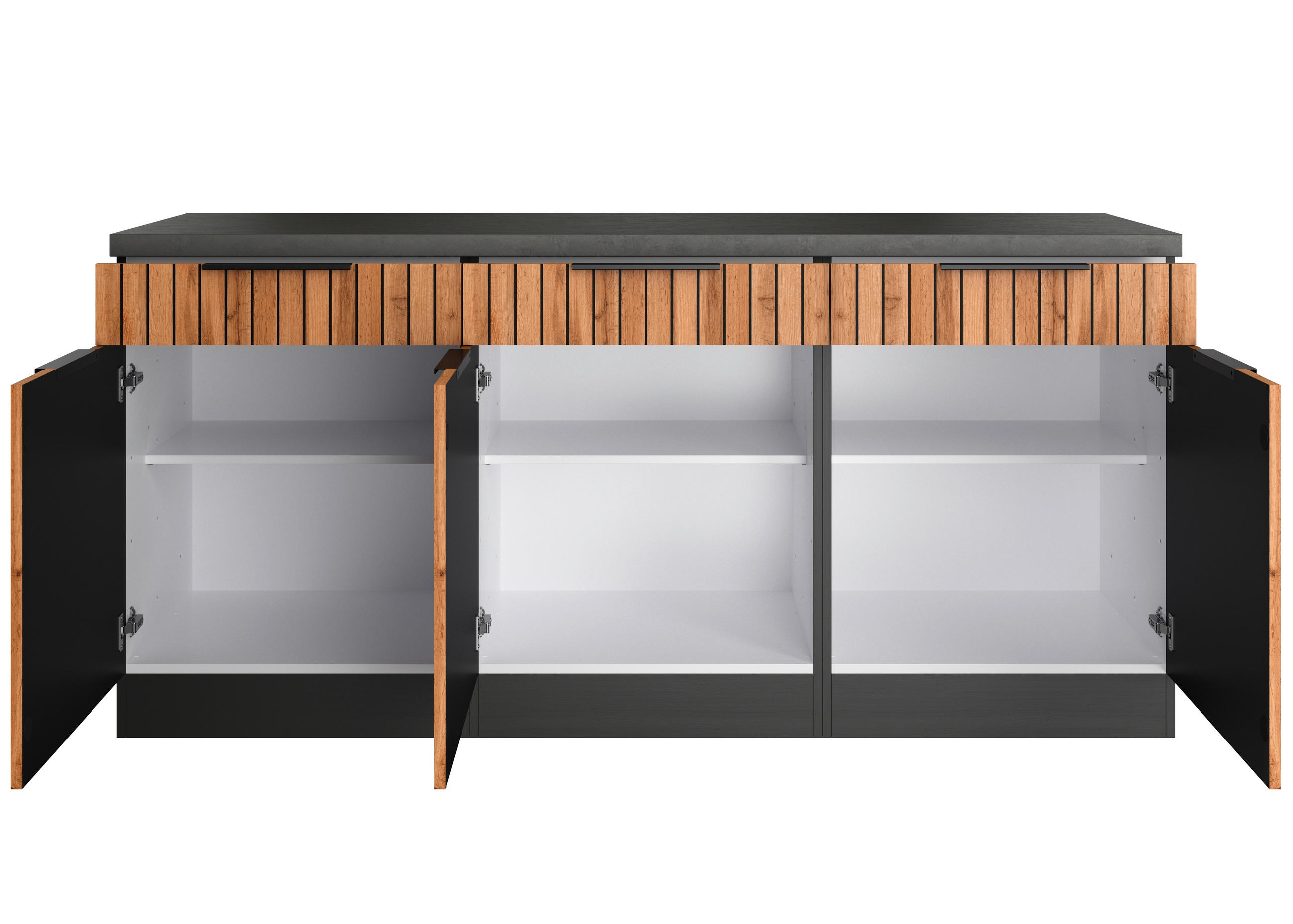 KÜCHENUNTERSCHRANK 180/85/60 cm  in Graphitfarben, Eiche Wotan  - Schieferfarben/Eiche Wotan, Basics, Holzwerkstoff/Metall (180/85/60cm) - Held