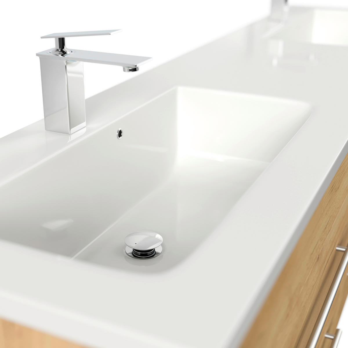 WASCHTISCHKOMBI 200 cm  - Eichefarben/Weiß, Basics, Holzwerkstoff/Stein (200cm) - MID.YOU