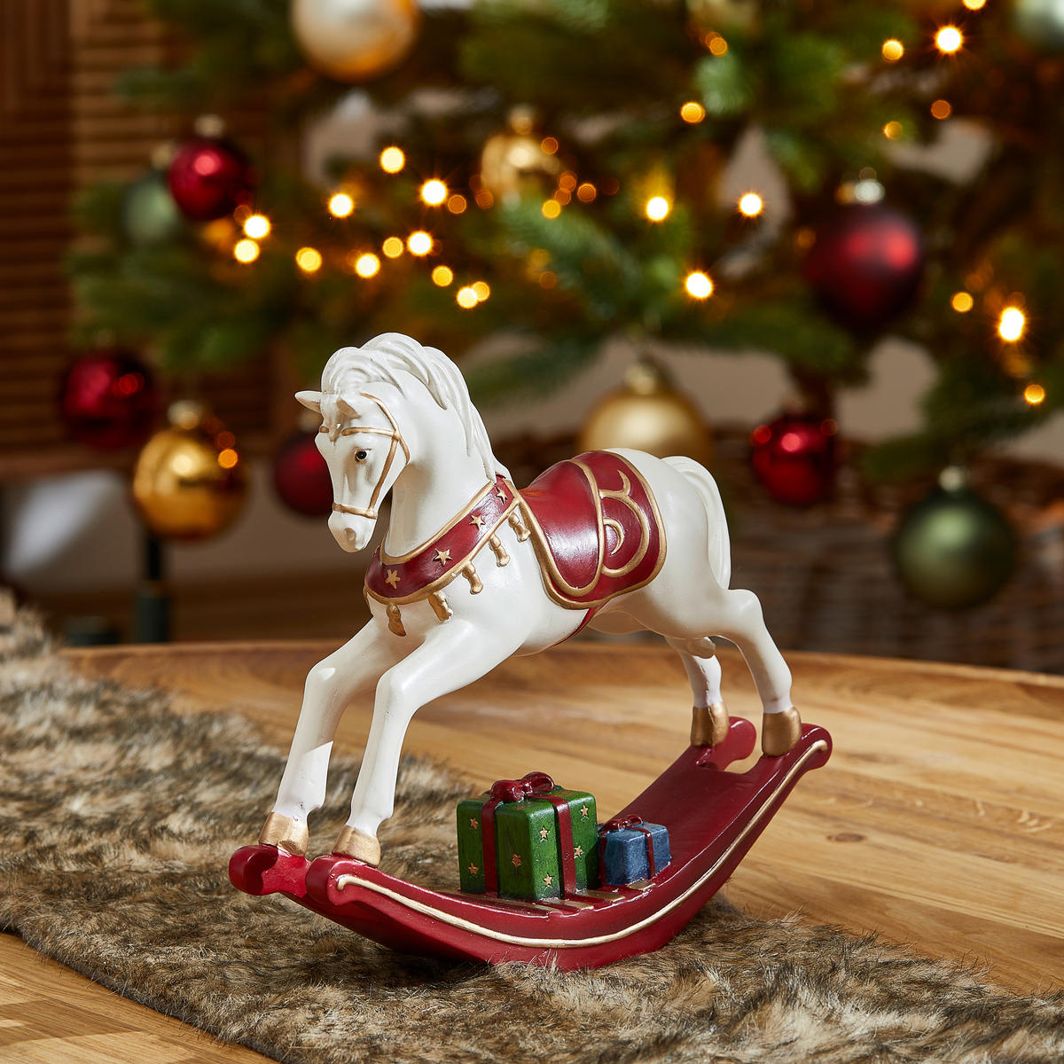 DEKOPFERD  - Blau/Rot, KONVENTIONELL, Kunststoff (22/18/5,2cm) - X-Mas