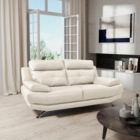 2-SITZER-SOFA Weiß Echtleder  - Chromfarben/Weiß, Design, Leder/Metall (185/92/99cm) - Livetastic