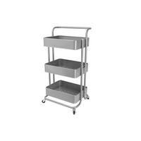 Cărucior Pentru Servit in argintiu  - argintiu/culoare stejar argintiu, Basics, metal (43/32/86cm) - Echtwerk