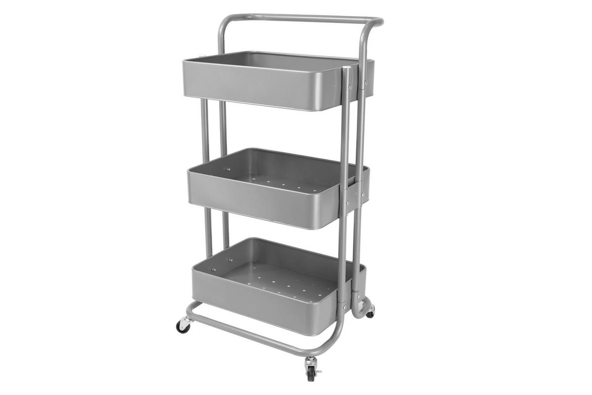 Cărucior Pentru Servit in argintiu  - argintiu/culoare stejar argintiu, Basics, metal (43/32/86cm) - Echtwerk