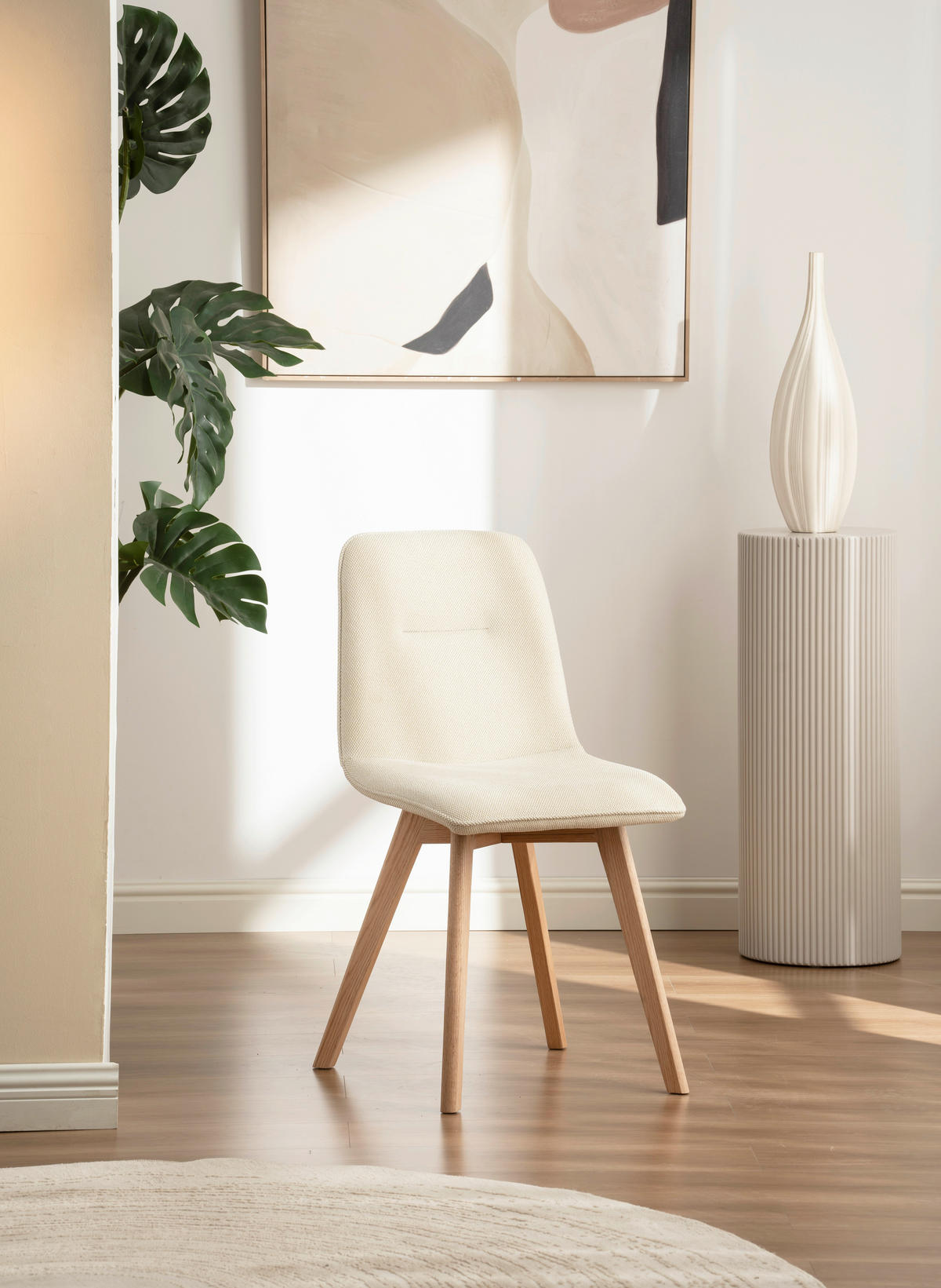 STUHL  Stoffauswahl  Leinenoptik  - Eichefarben/Beige, MODERN, Holz/Textil (45/88/54cm) - Cantus