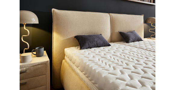 POLSTERBETT 180/200 cm,  in Sandfarben, Bettkasten, Lattenroste, Matratzen, H2 + H3 = mittel + fest  - Sandfarben/Schwarz, Design, Holz/Kunststoff (180/200cm) - Voleo