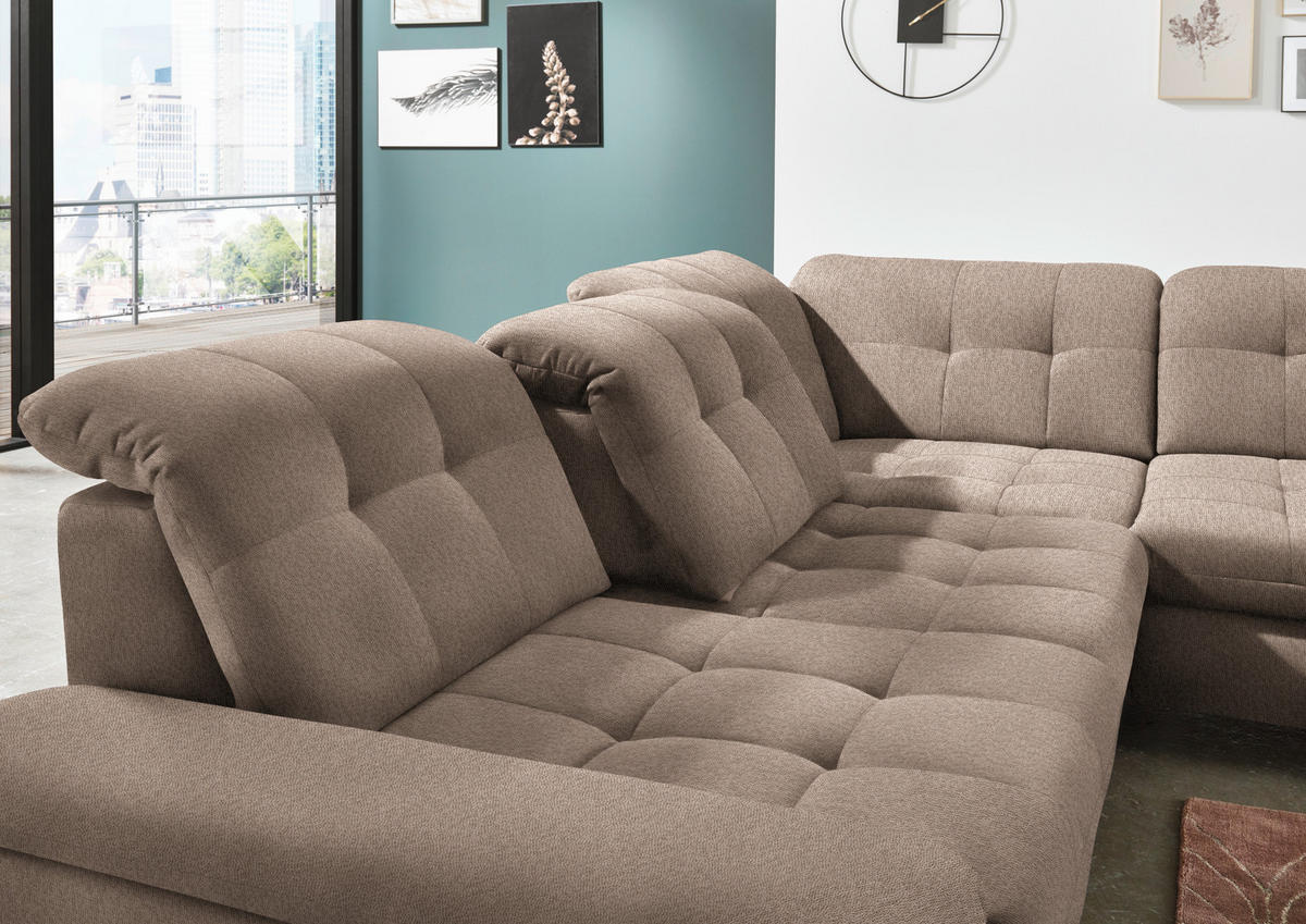 ECKSOFA in Chenille Hellbraun  - Chromfarben/Hellbraun, Design, Textil/Metall (310/260cm) - Beldomo Speed