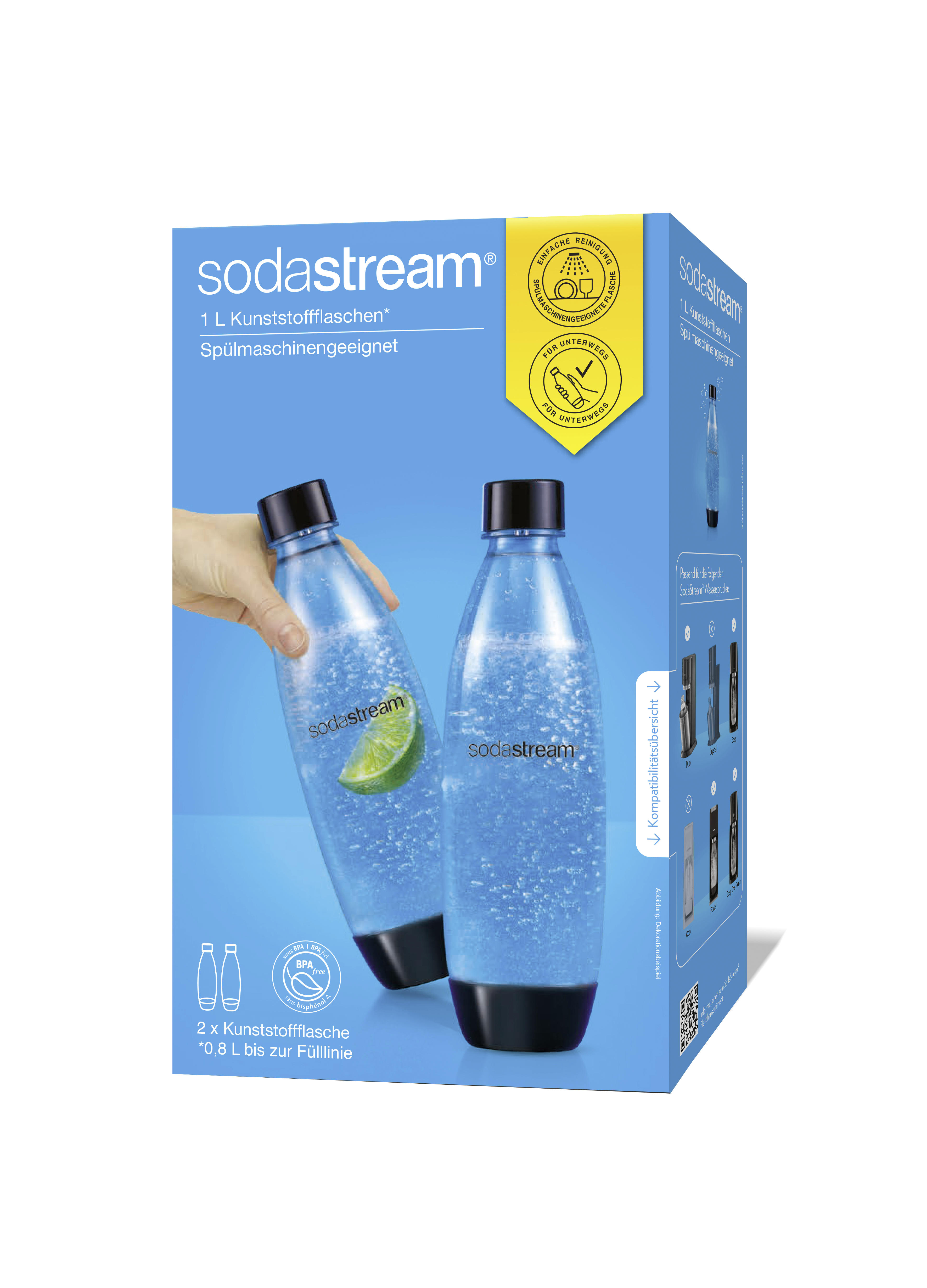 Twinpack der DUO-Fuse-Flasche  - Schwarz, Basics, Kunststoff (17,2/8,8/28,3cm) - SodaStream