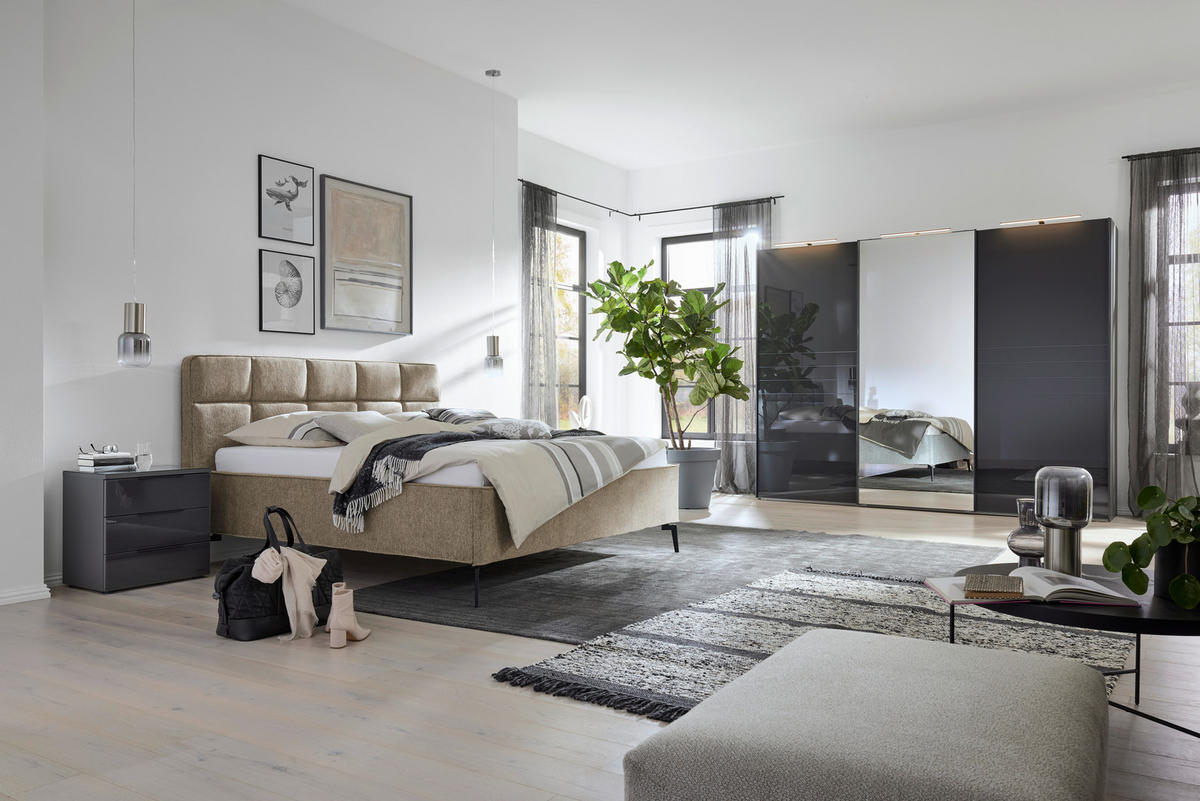 POLSTERBETT Bettkasten, motorische Verstellbarkeit, Fernbedienung, Lattenroste, Matratzen 180/200 cm  in Creme  - Creme/Schwarz, KONVENTIONELL, Holz/Textil (180/200cm) - Musterring