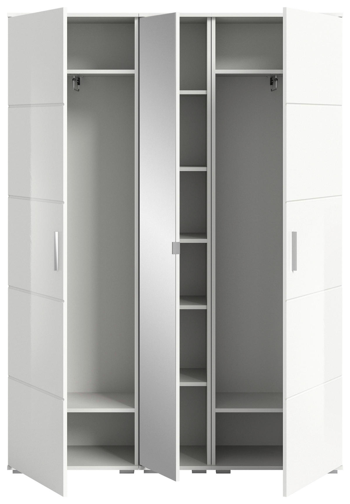 GARDEROBENSCHRANK Prego  in 140/191/37 cm  - Weiß Hochglanz/Weiß, Design, Glas/Holzwerkstoff (140/191/37cm) - Xora