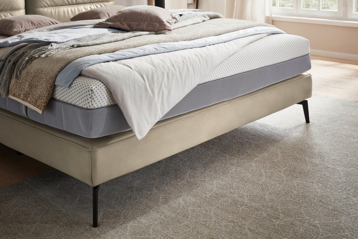 BOXSPRINGBETT 180/200 cm  in Beige  - Beige/Schwarz, Design, Textil/Metall (180/200cm) - Johann Jakob