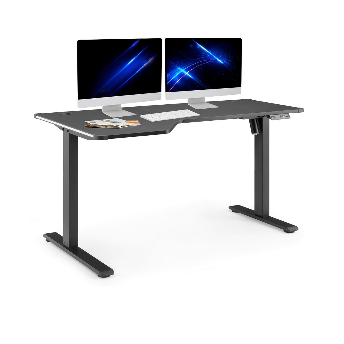 SCHREIBTISCH 140/80/72-110 cm  in Schwarz  - Schwarz, MODERN, Holz/Metall (140/80/72-110cm) - MID.YOU