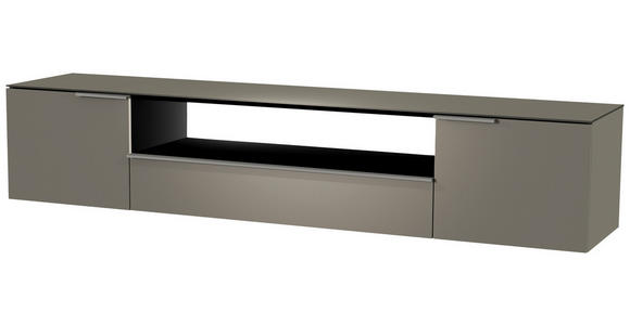 LOWBOARD Grau, Alufarben  - Alufarben/Grau, Design, Glas/Holzwerkstoff (210/41/45cm) - Moderano