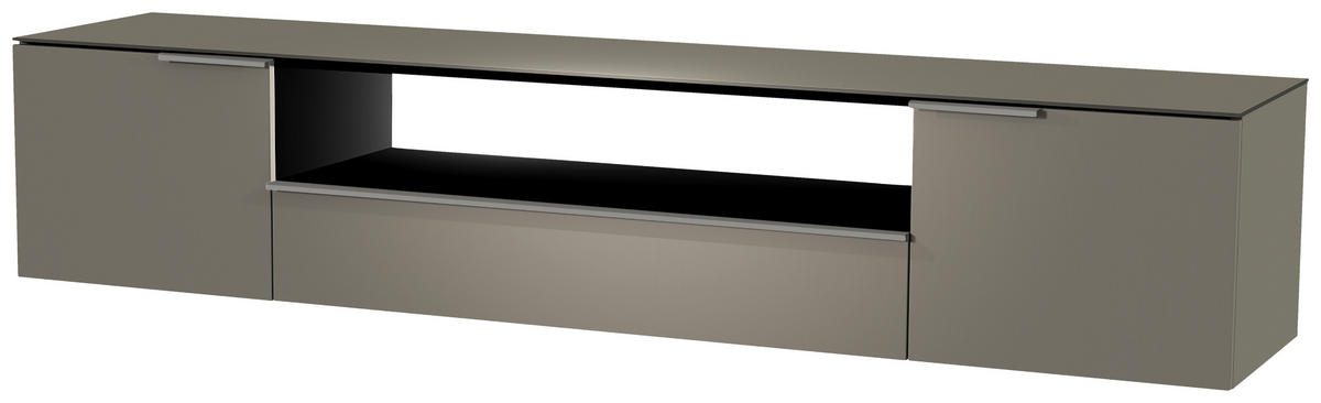 LOWBOARD  in 210/41/45 cm  - Alufarben/Grau, Design, Glas/Holzwerkstoff (210/41/45cm) - Moderano