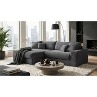 ECKSCHLAFSOFA  KAMIL Anthrazit Cord  - Anthrazit/Schwarz, MODERN, Kunststoff/Textil (180/297cm) - Livetastic