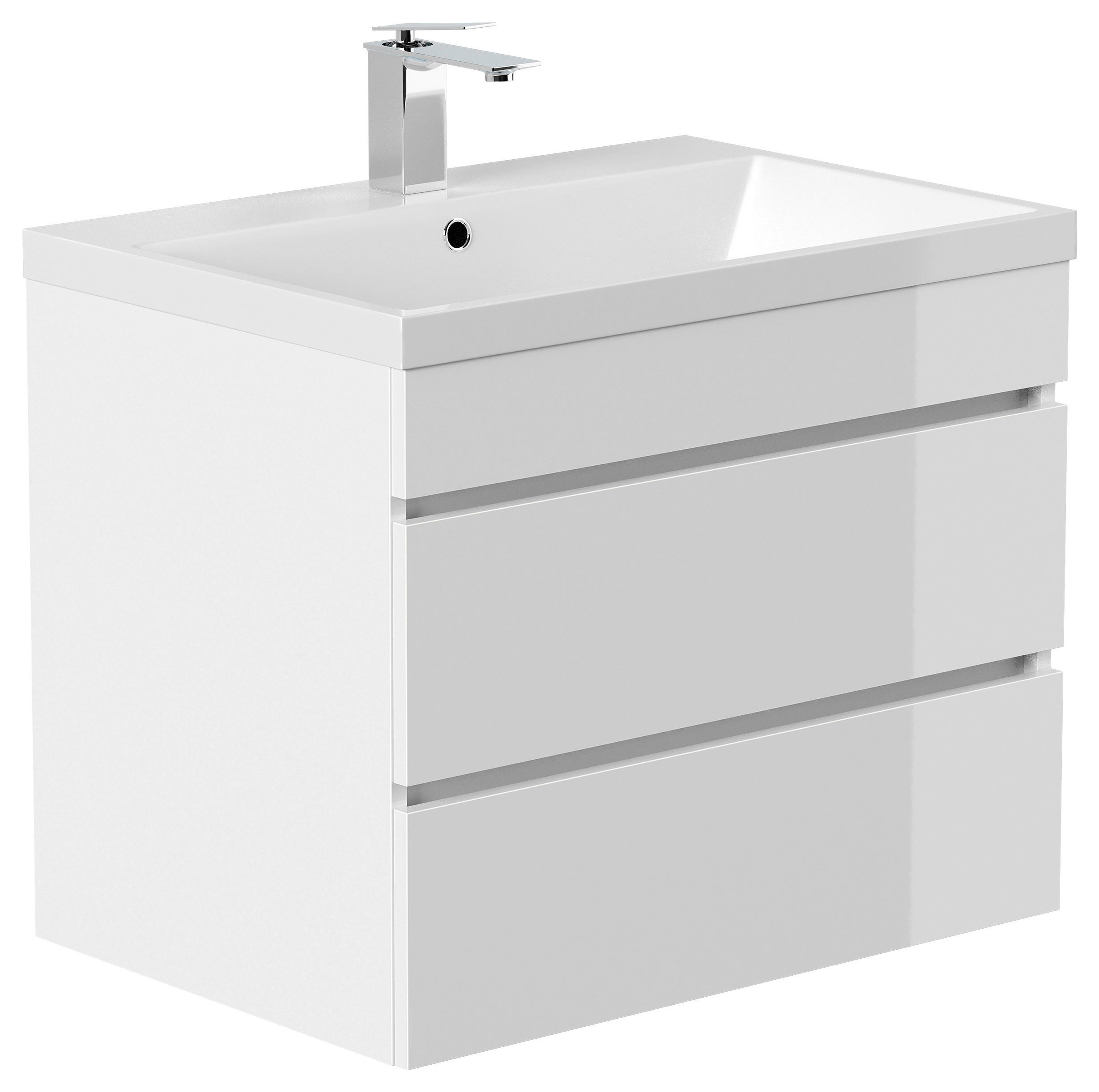 TVÄTTSTÄLL MED KOMMOD 70 cm vit högglans /70 cm
