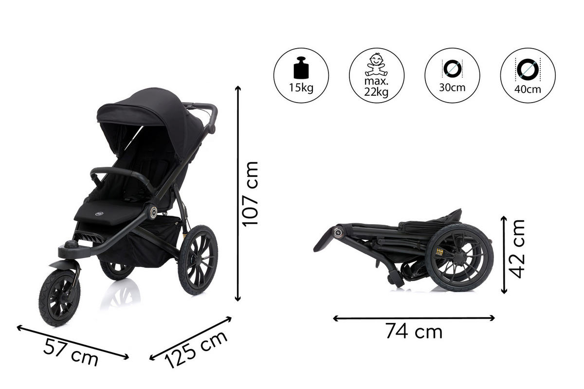 JOGGER Set Jogger Run schwarz  - Salbeigrün/Schwarz, Basics, Textil/Metall (125/57/107cm) - Fillikid