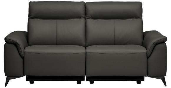 3-SITZER-SOFA  in Echtleder Anthrazit   - Anthrazit/Schwarz, Design, Leder/Metall (207/107/98cm) - Belluti