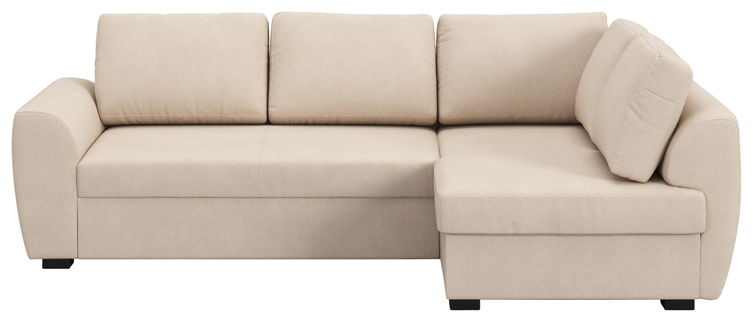ECKSOFA  in Mikrofaser Naturfarben  253/154 cm  - Schwarz/Naturfarben, Trend, Kunststoff/Textil (253/154cm) - MID.YOU