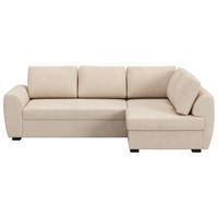ECKSOFA  in Mikrofaser Naturfarben  253/154 cm  - Schwarz/Naturfarben, Trend, Kunststoff/Textil (253/154cm) - MID.YOU