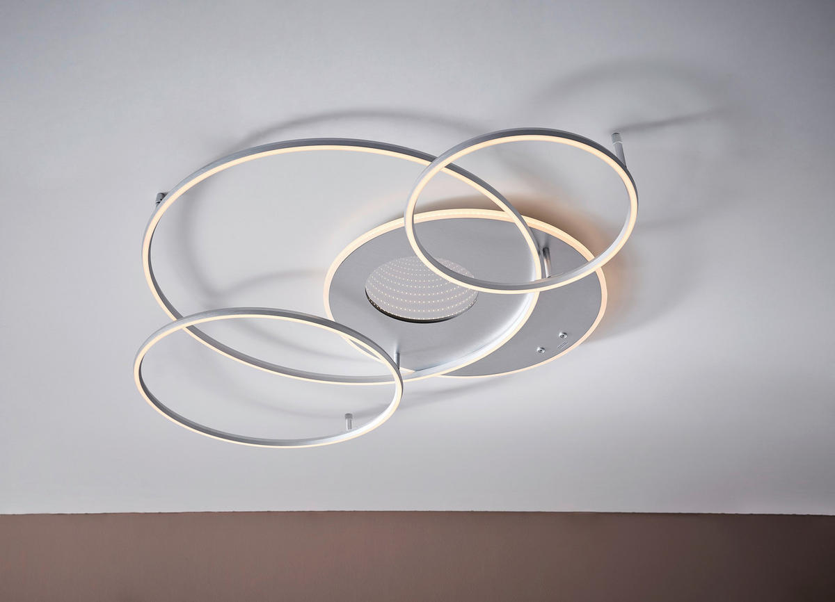 LED-DECKENLEUCHTE Invertina 126,4/105,3/13 cm   - Silberfarben/Weiß, Design, Kunststoff/Metall (126,4/105,3/13cm) - Globo