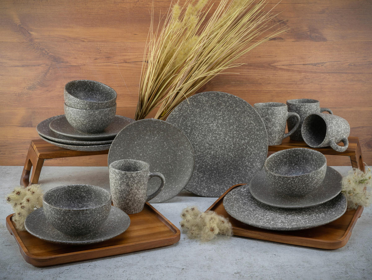 KOMBINOVANÁ SOUPRAVA, 16dílné, kamenina - šedá, Moderní, keramika (34/30/32cm) - Creatable